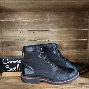 Mens Chrome‎ BLCKCHRM Debuts Black Leather Combat Bike Messenger Boots Size 11 M